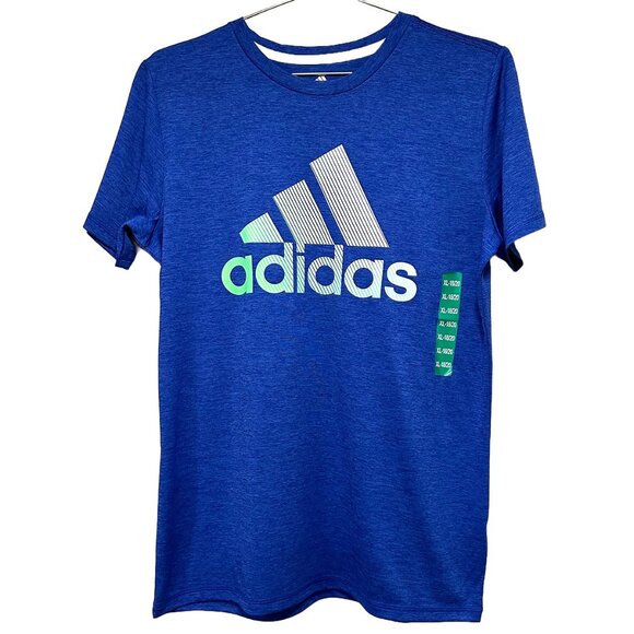 ADIDAS - Men's Logo T-shirt - blue - Size Youth‎ XL - NWT - Picture 1 of 12